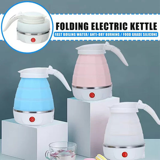 Fast Water Boiling 600 ml Portable Kettle Travel Kettle Foods Boils Quickly Silicone Small Collapsible Foldable Electric Sports Bottles(random color)