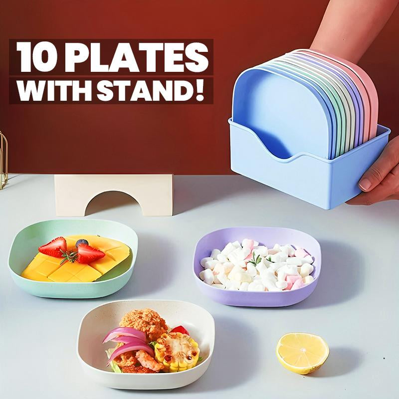 10pcs Multi-function Spit Bone Plate Set Household Food Grade Plastic Elliptical Plate Set