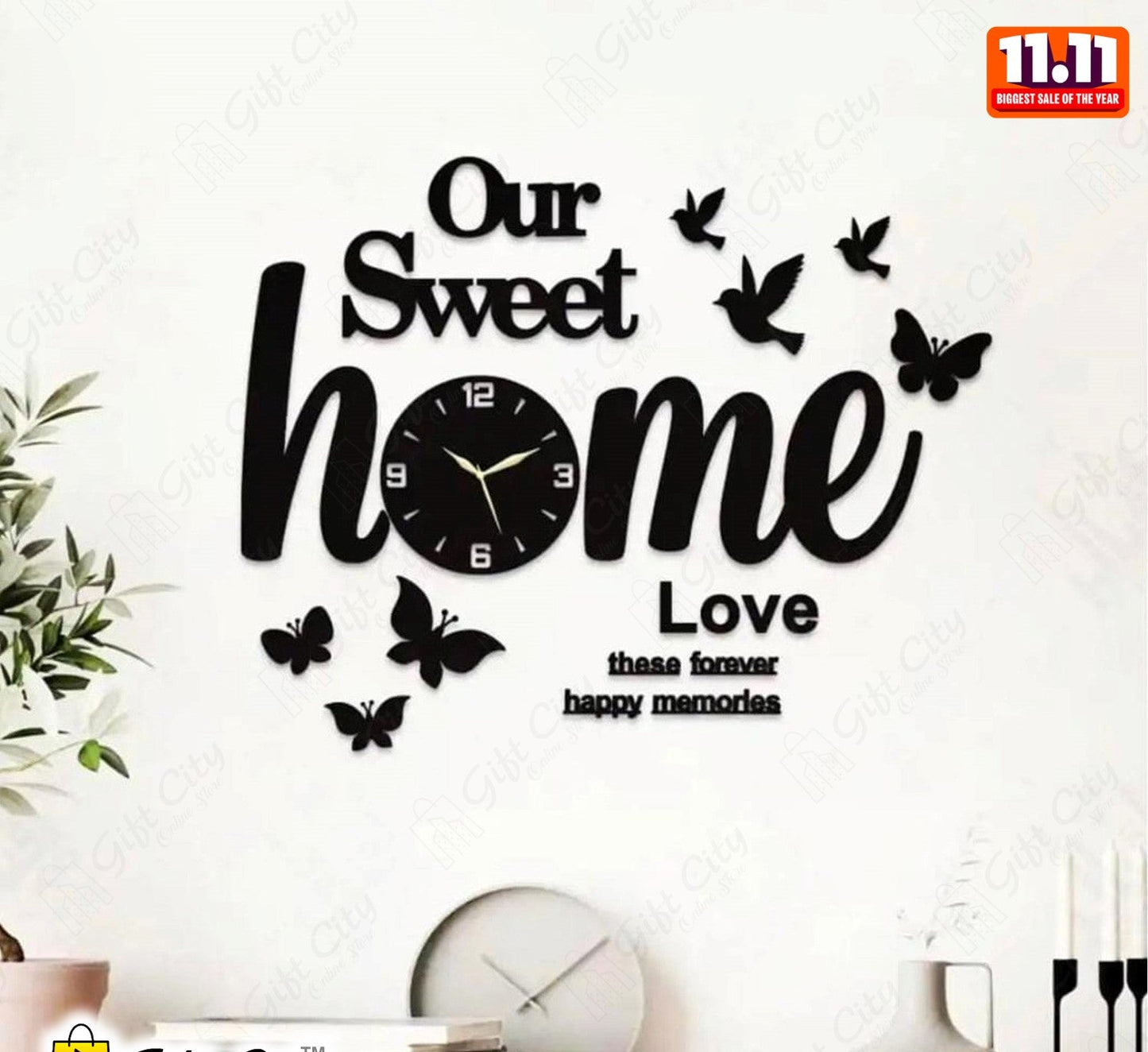 our Sweet home 3D Wooden Beautiful Home Wall Clock