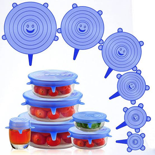 6pcs/set Silicone Lid Spill Stopper Universal Silicone Suction Lid-bowl Pan Silicone Cover Kitchen Pan Lids Cover Stoppers Tools