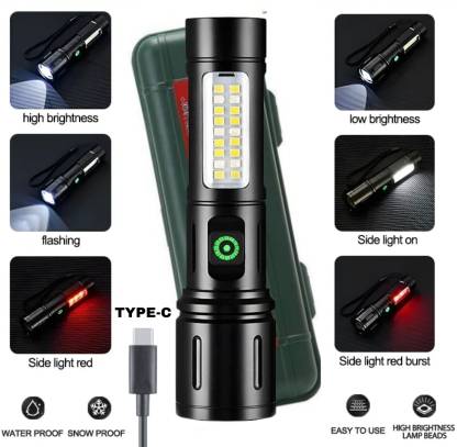 Ruilang  Portable Rechargeable Powerful LED Flashlight, Aluminum Alloy Zoom Flashlight