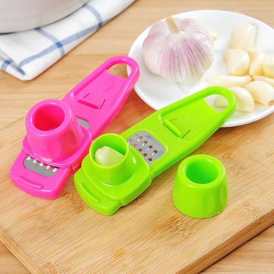 Garlic Press Grater Slicer Plastic Grinding Tool Kitchen Accessories  (random color)