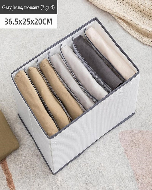 7 Grids Washable Wardrobe Clothes Organizer, Jeans Compartment Storage Box, Clothes Drawer Mesh Separation Box, Portable Foldable Closet