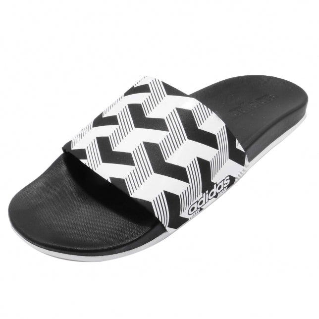 Men Black &amp; White Adilette CF+ Link GR Printed Sliders