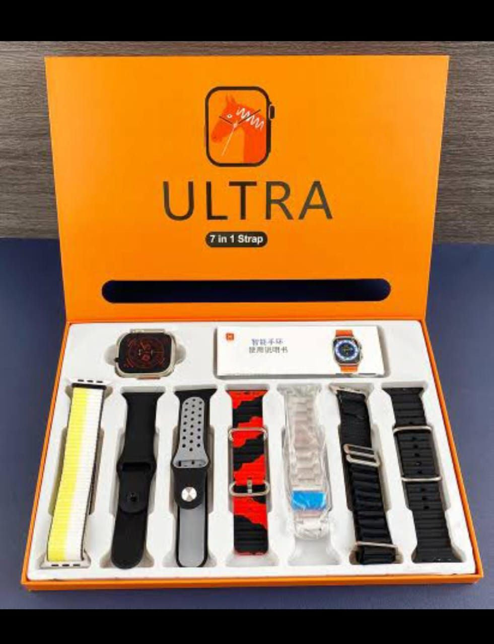 Ultra 7 in 1 Straps 2.1 Inch HD Screen &amp; Bluetooth Calling Smart Watch With 7 Different Straps