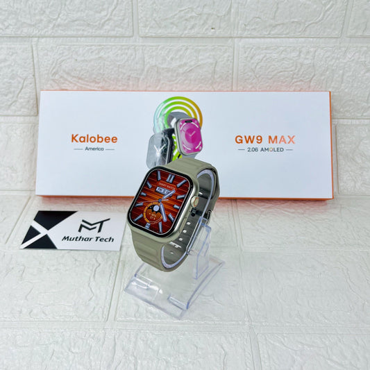 GW9 MAX Kalobee America Smartwatch Amoled 2.06 Inch 47mm Screen Display With 2 Straps Bluetooth Calling Wireless Charging Smartwatch