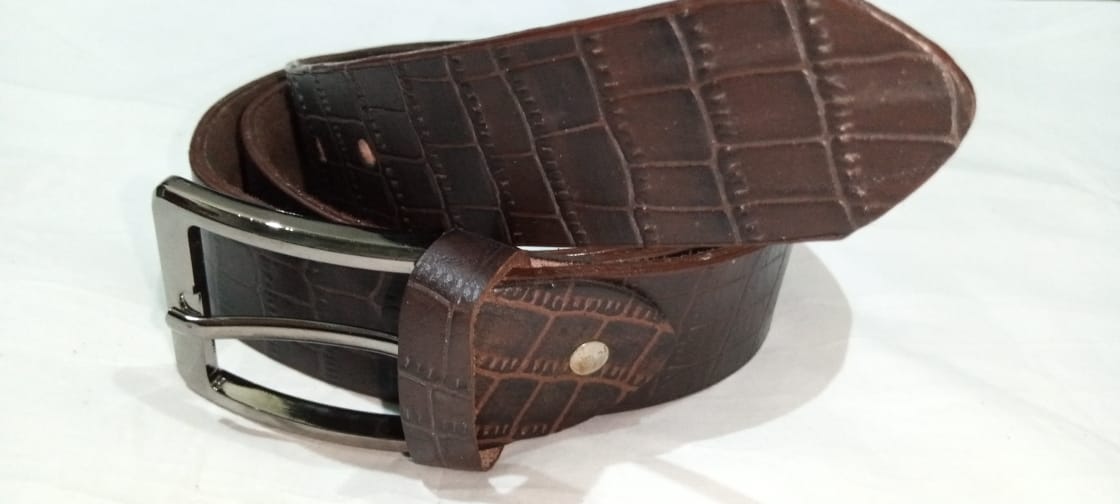 Crocodile Brown Leather Belt