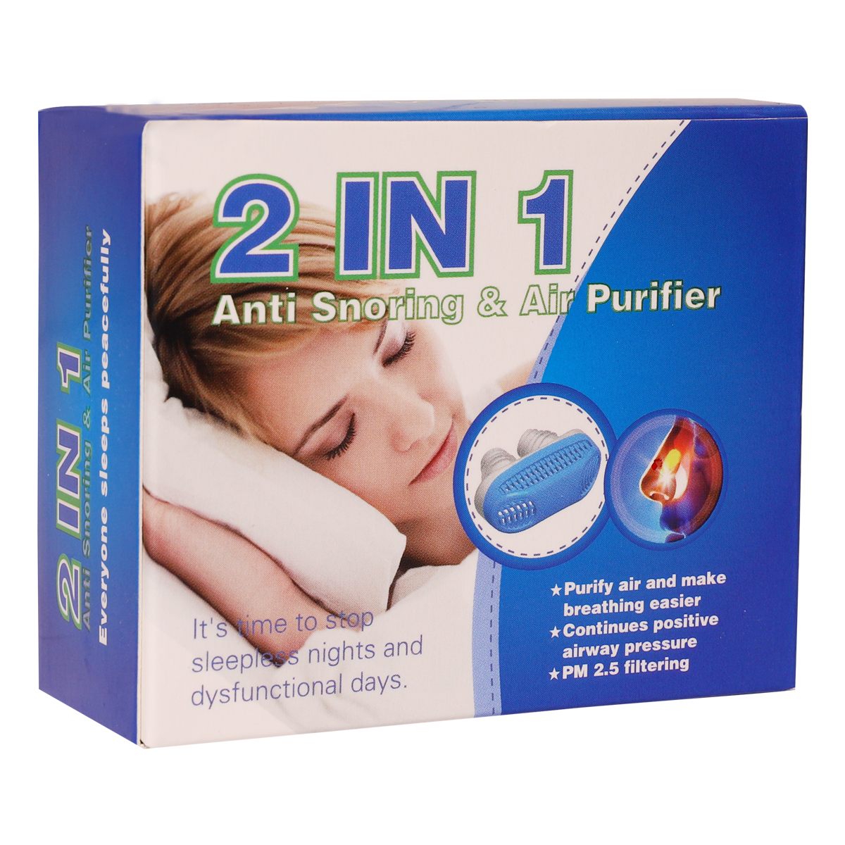 2 in 1 Anti Snoring Device Air Purifier Filter - Improves Breathing (Random Color)