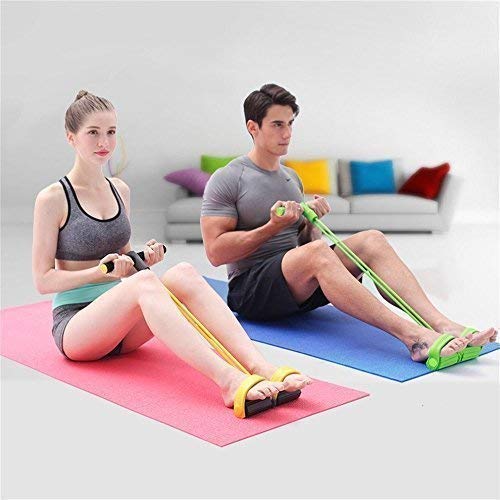 Foot Pedal Resistance Band Elastic Sit-Up Pull Rope Yoga Fitness Gym - Elastic Pull Ropes Tummy Trimmer (Random Colors)