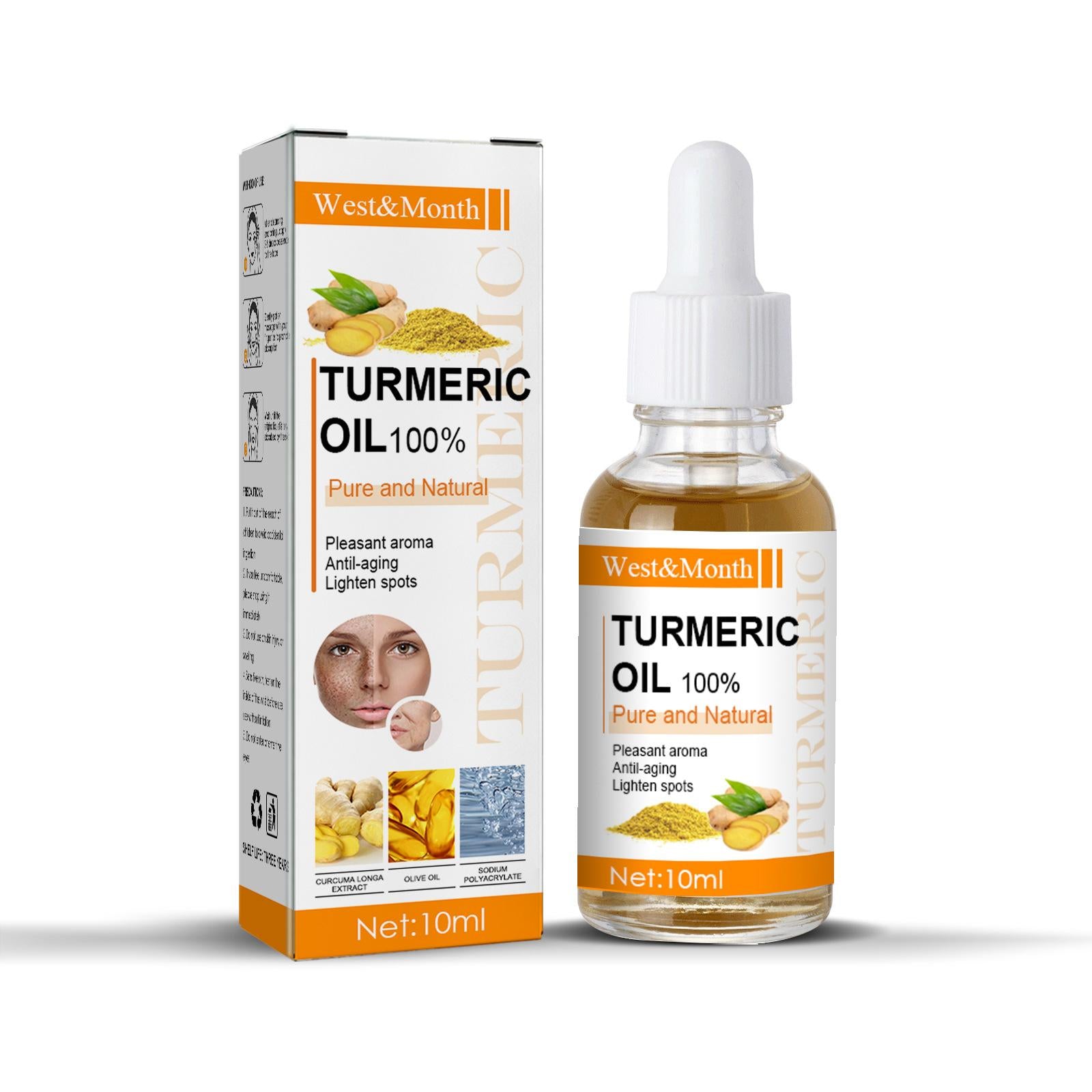 Turmeric Freckle Serum Whitening Dark Spots Organic Turmeric Oils Brighten Dark Skin Pigment Anti Aging Wrinkle Moisturizer (10ml )