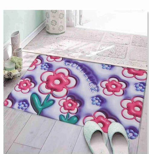 3D Printing Soft Mat Cut Flower Design Anti Slip Floor Door Mat Water Absorb for Bathroom, Kitchen or Room (Random color &amp; Designs)