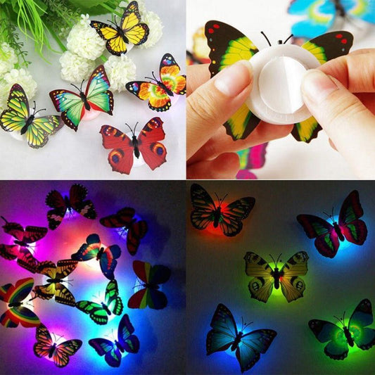 5pcs Glow in the Dark LED Butterfly Night Light Color-Changing LED (Random)