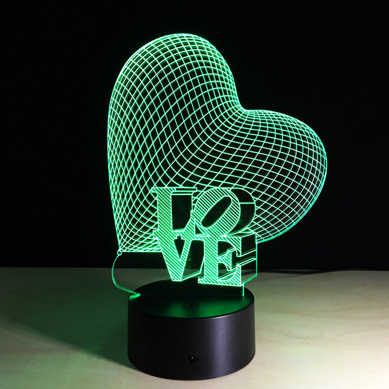 Mesmerizing 3D LOVE Heart LED Lamp – Perfect for Romantic Ambiance and Unique Décor