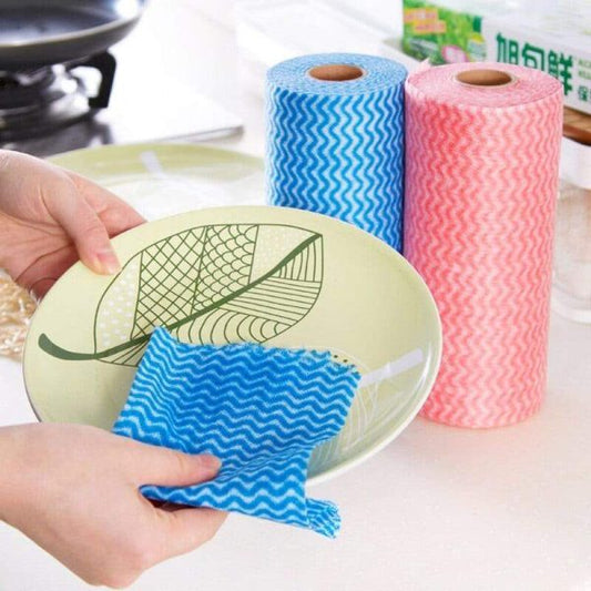 50 Sheet Roll Disposable Tissue Towel Paper Kitchen Cleaning Wipes (Random Color)