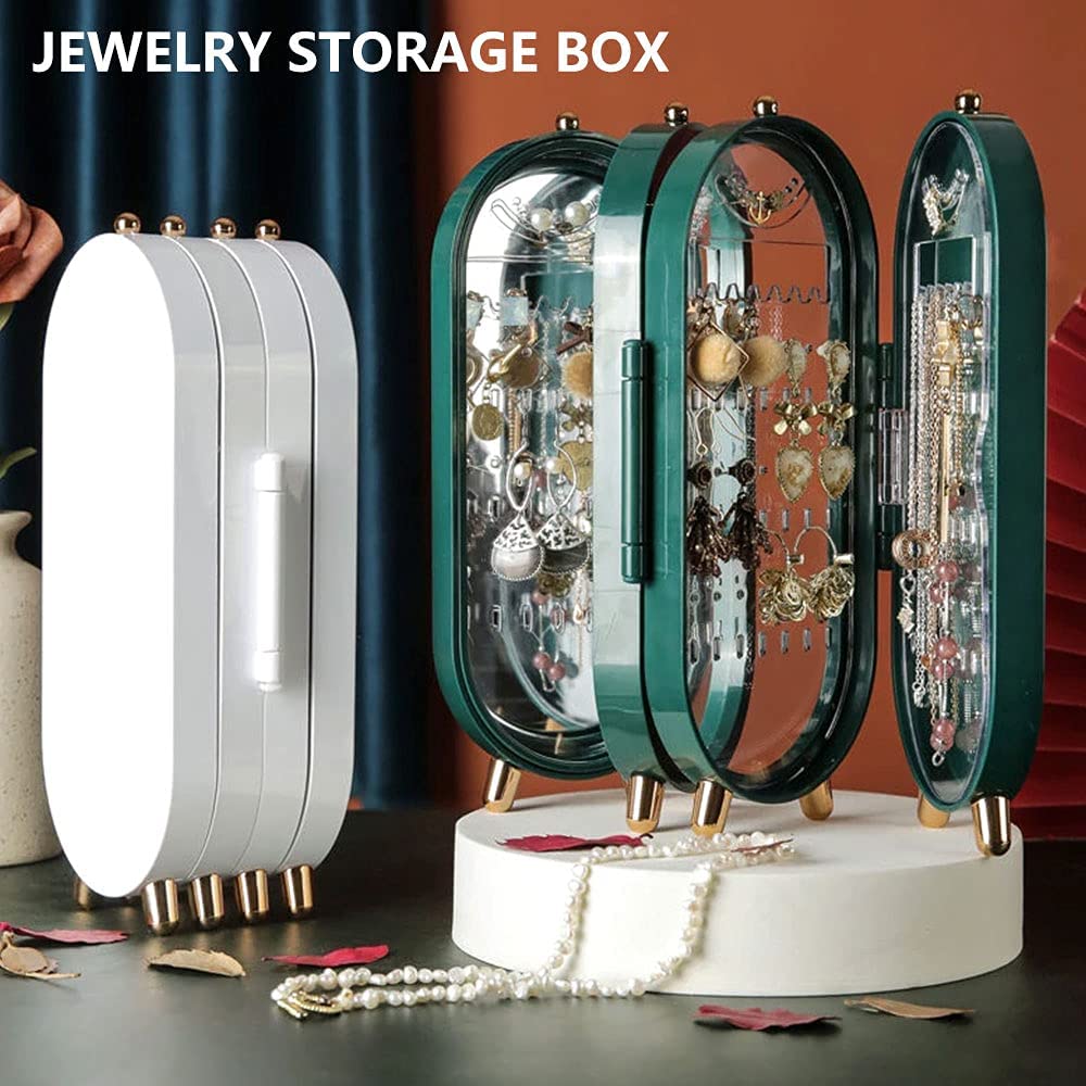 Screen Folding Jewelry Box | Jewelry Cabinet Organizer with Mirror (Random Color)