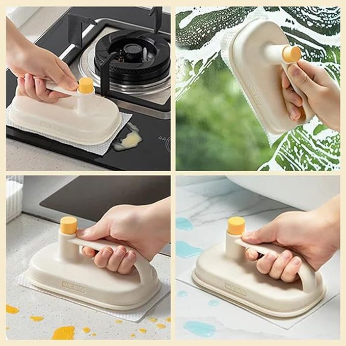 Replaceable Magic Brush with 50 Disposable Cleaning Microfiber Cloth Paper