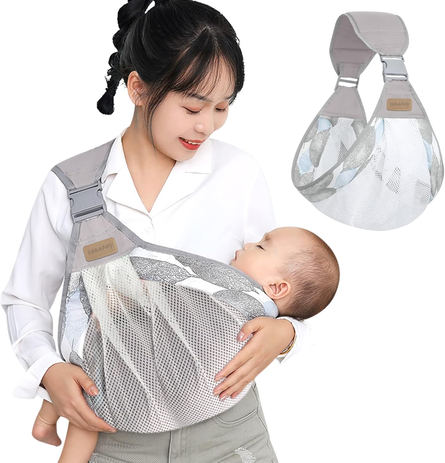 (NW00018) Baby sling - Baby Carrier, Ergonomic Baby Strap one Shoulder Labor-Saving Polyester Carry Baby Half Wrapped Sling (Random Color)