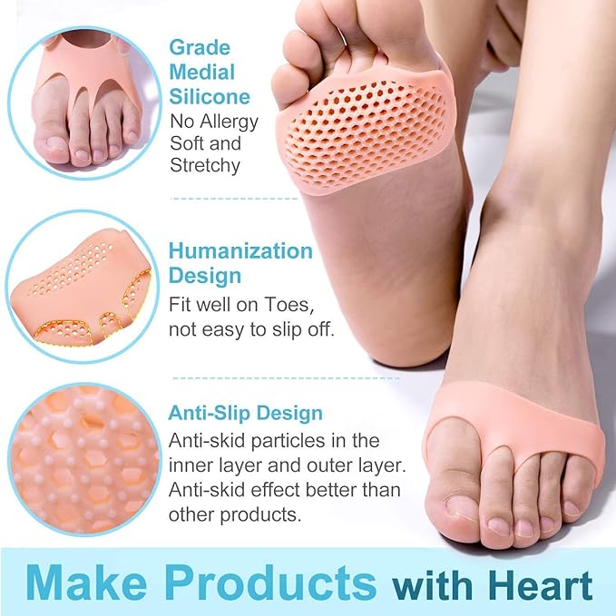 Silicone Gel Half Toe Heel Sleeve | Forefoot Insole Shoes Pain Relief Pads for Men and Women