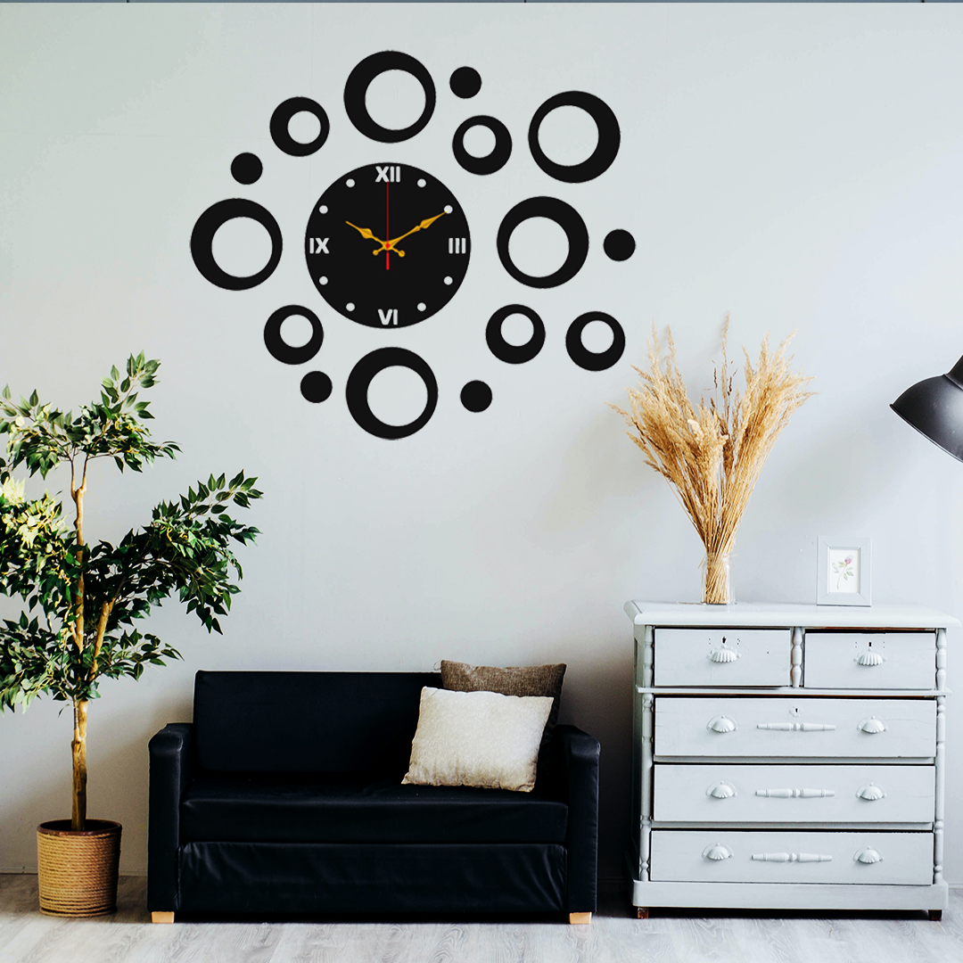 3D Wooden Bubble Wall Clock