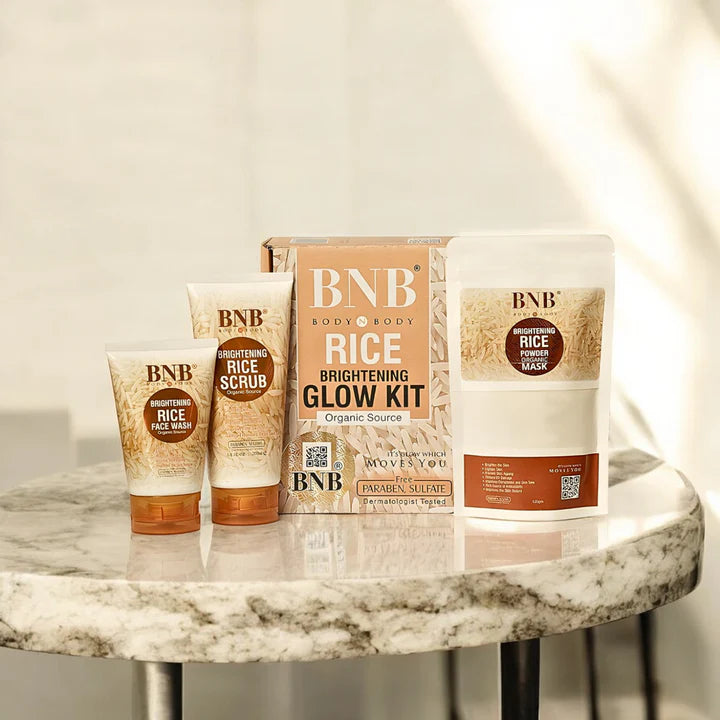 BNB-Rice Extract Brightening Skincare Kit | Face Wash, Scrub &amp; Mask )