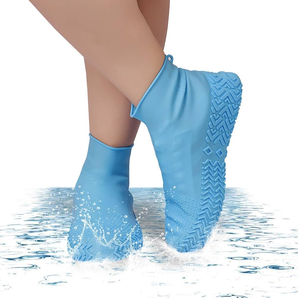 (pair) Waterproof Shoe Covers - Reusable Silicone Shoes Covers for Rain (random color)