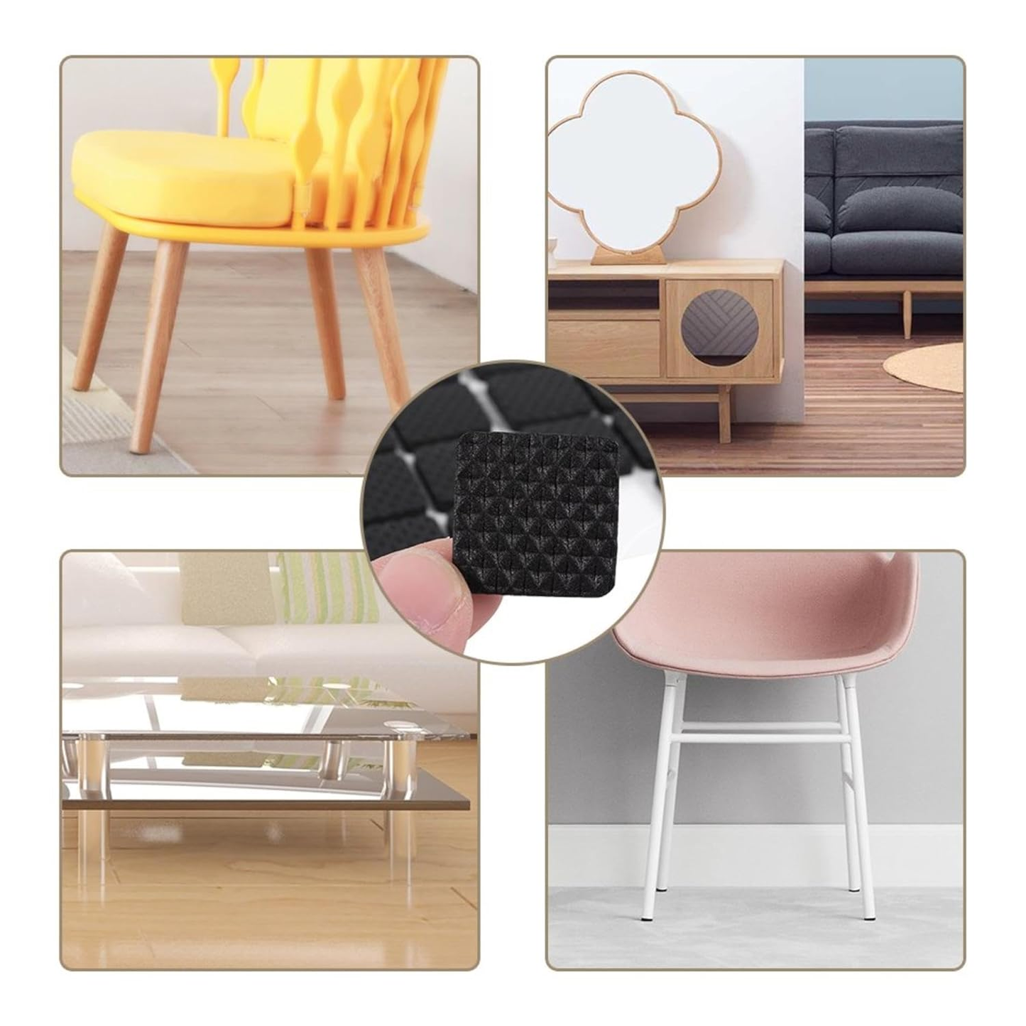 Pack of 2/ 18 /8 Self-Adhesive Furniture Pads Rubber Floor Protector Non-Slip Furniture Pads, Sofa, Bed, Table, Cabinet, Dining Chairs Balance Pad