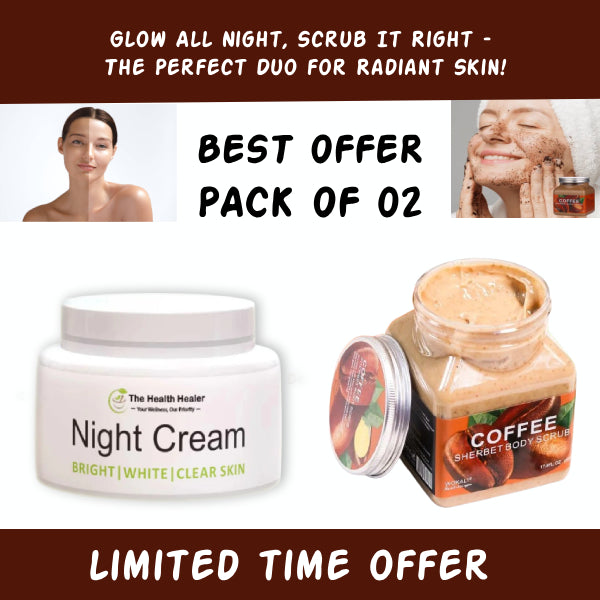 Pack Of 02 | WOKALI Coffee Sherbet Body Scrub 350ml And The Health Healer Night Cream50ml