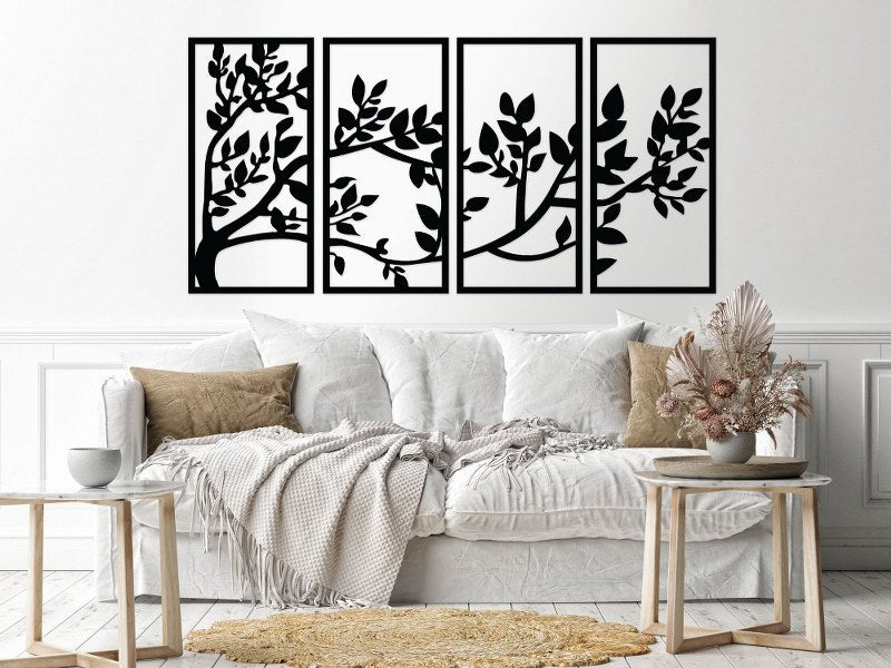 Decorative tree wood wall Art 4 panels D20