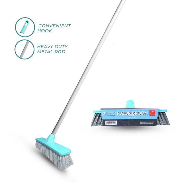 Floor Broom (Lite) With Foldable Rod 4ft (Hard Bristles)