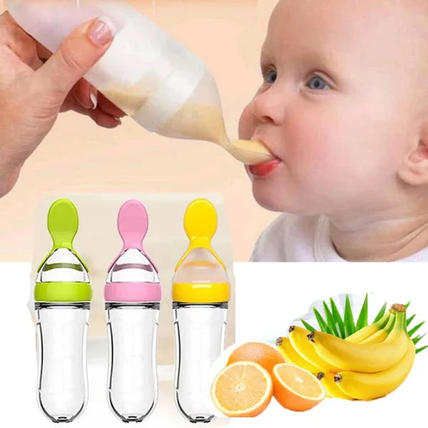 Silicone Bottle Feeding Baby Spoon Feeder (Random Color)