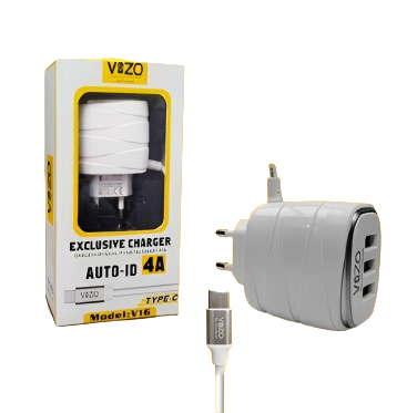 VIZO V16 Fast Charging With Triple USB Ports | Android Mobile Phone Charging Adapter with Usb Data cable | Travel Charger