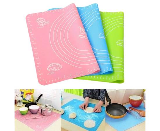 Non-Stick Silicone Baking roti Mat large size With Measurements Heat Resistant Cookie Sheet Oven Liner 40*50cm (Multi color)