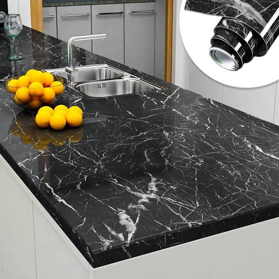 Self Adhesive Black Marble Sheet Sticker For Kitchen, Cupboard, Wall – Anti Oil And Heat Resistant Wallpaper (60*200)