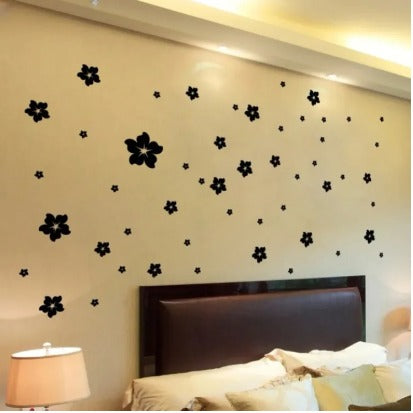 38pcs/set Mixed Big And Small Size Hibiscus Flowers Shape Wall Stickers For Kids Rooms Wall Decals