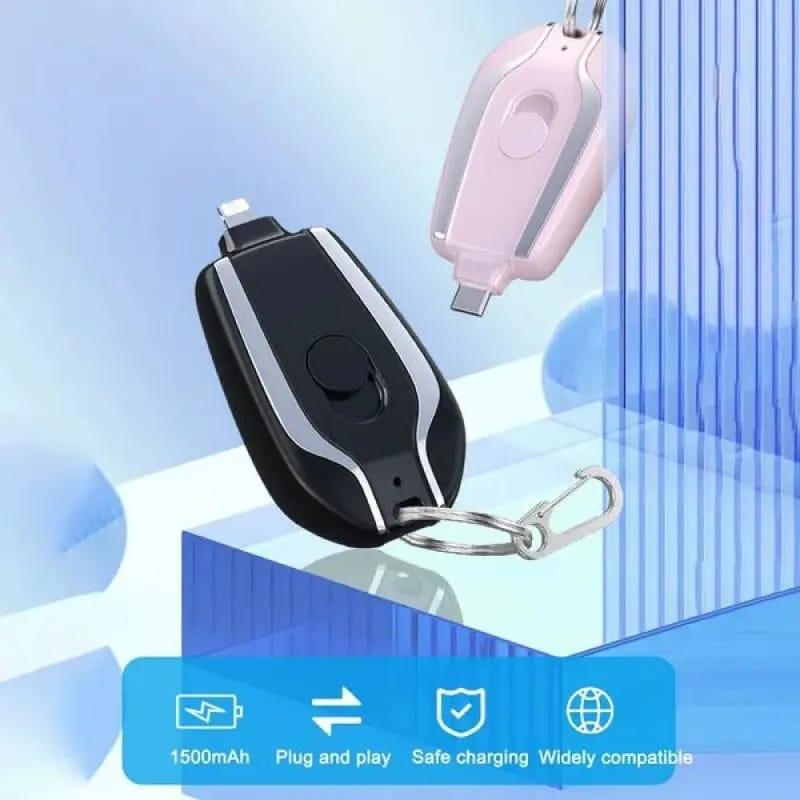 Keychain Portable Charger, Mini Power Emergency Pod Key Ring Cell Phone Charger, Ultra-Compact External Fast Charging Power Bank  iPhone (Random Color)