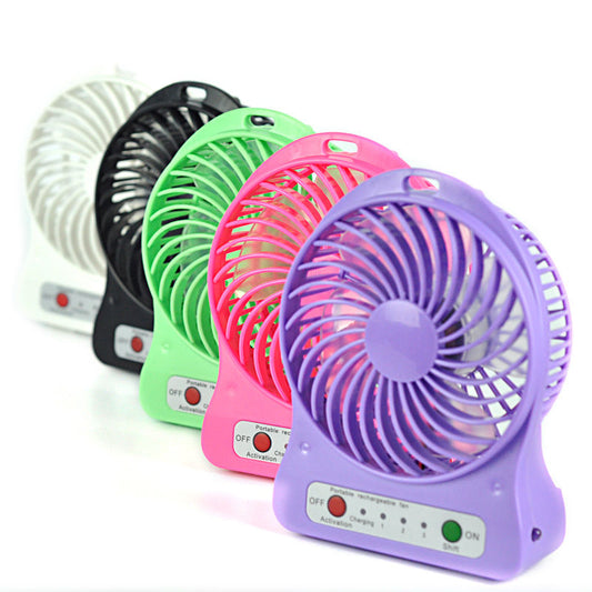 Portable Mini USB Fan Rechargeable Battery | 3-Level Speed Adjustable Electric Cooling Desktop Fan (Random Colors)