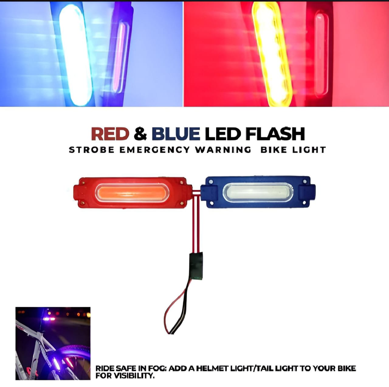 High Quality Red and Blue Flasher Light Waterproof 12V LED Light For Bike and Cars