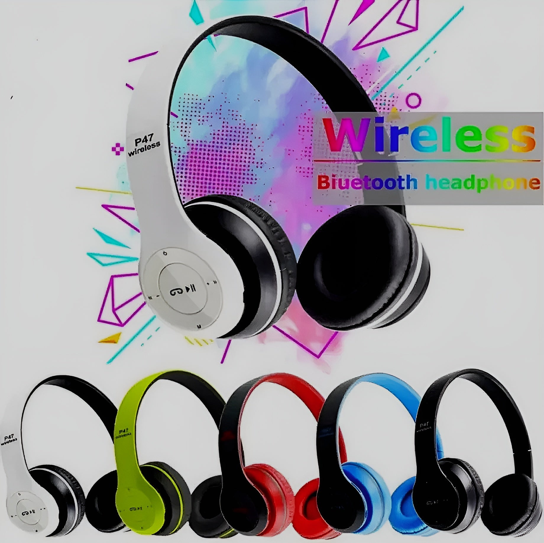 P47 Bluetooth Headphones Over Ear Foldable Headset For Gaming (random color)