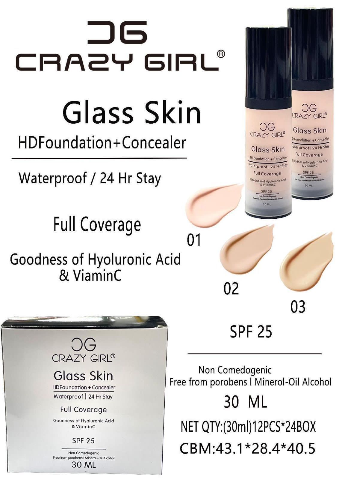 24 Hours Crazy Girl Glass Skin Foundation + Concealer