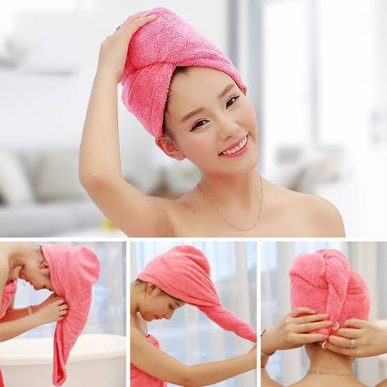 Turby Towel Bath Towels - Dry Hair Cap Super Absorbent Quick-drying Shower towel (Random color) 65 CM length