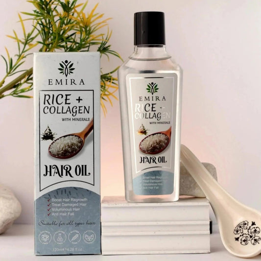 EMIRA Rice + Collagen with Minerals Hair Oil Strengthen, Nourish, and Revitalize for Healthy, Shiny Hair - 120ml