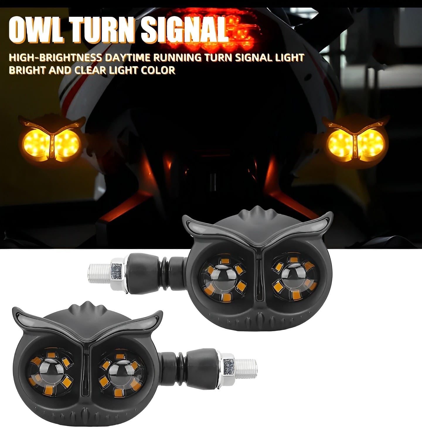 Pack of 4 pcs Owl Style Dual Color Motorcycle Driving Headlight, Turn Signals Light, Fog Lamp for all bikes (Random Color)