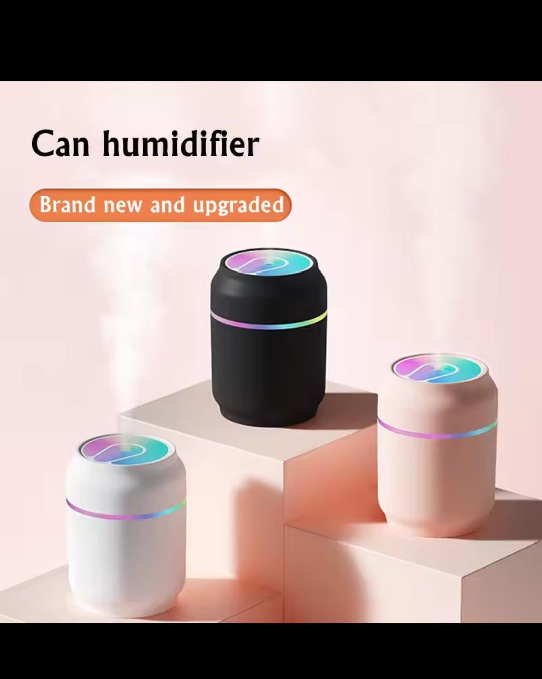 Creative Zip-top Can Air Humidifier USB Mist Maker Fogger with Colorful LED Light for Home Car Portable