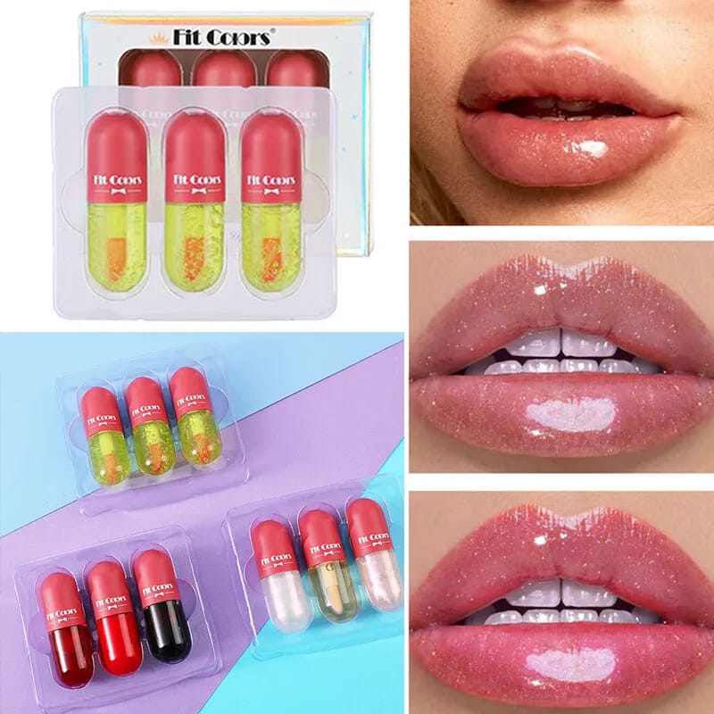 Set Of 3 Lip Oil Gloss Volumising Lip Plump Enhancer Fuller Lip Plumper Base Set