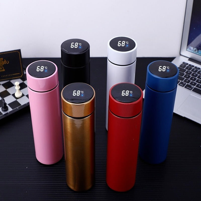 Temperature Display Vacuum Insulated Water Bottle Thermo Flask Made of Premium Stainless Steel Coffee Cup (Random Color)( 500ml )