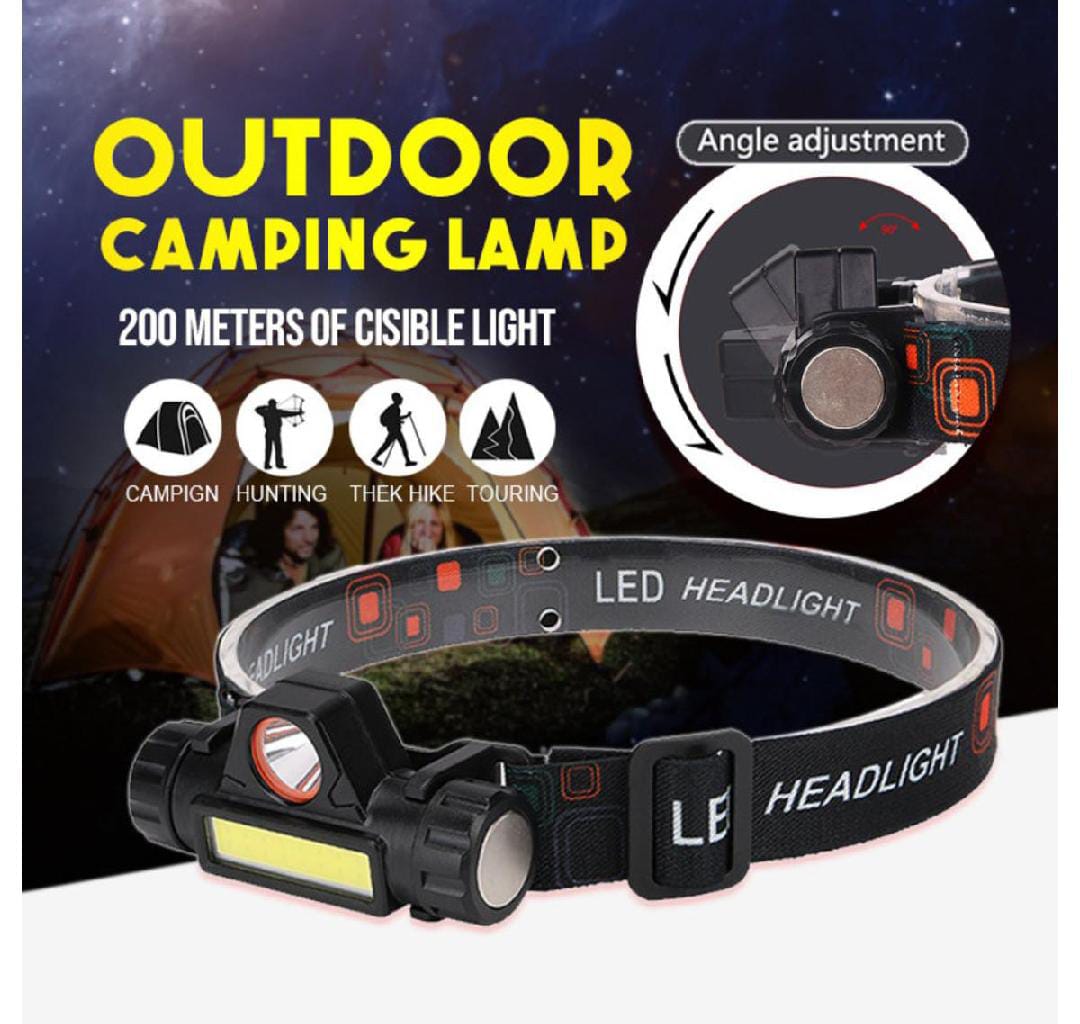 rechargeable ip65 waterproof headlight with adjustable headband Flashlight for outdoor camping and cycling, hiking, working, racing