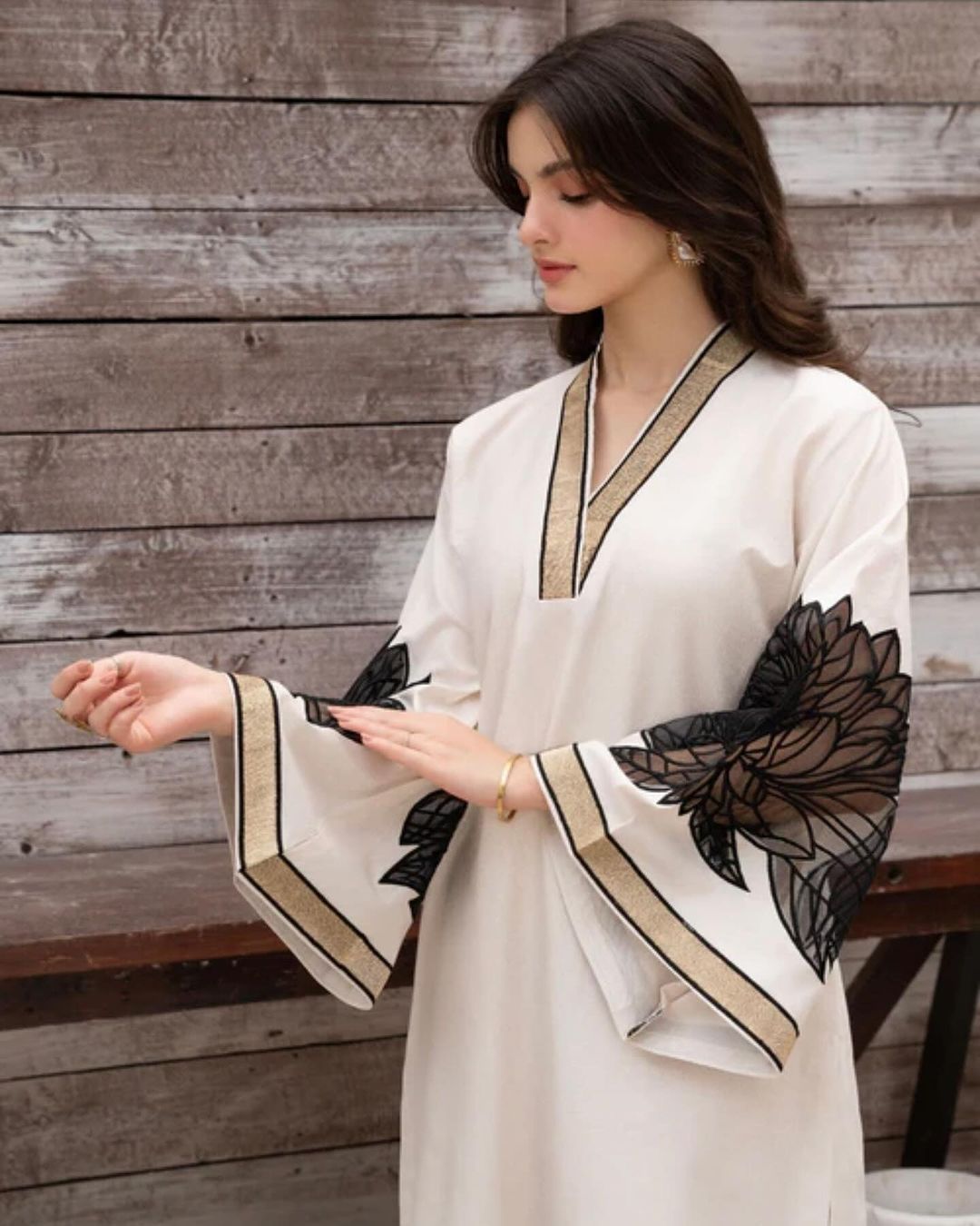 2Pc Almond EMBROIDERY Shirt With Almond EMBROIDERY Plazo