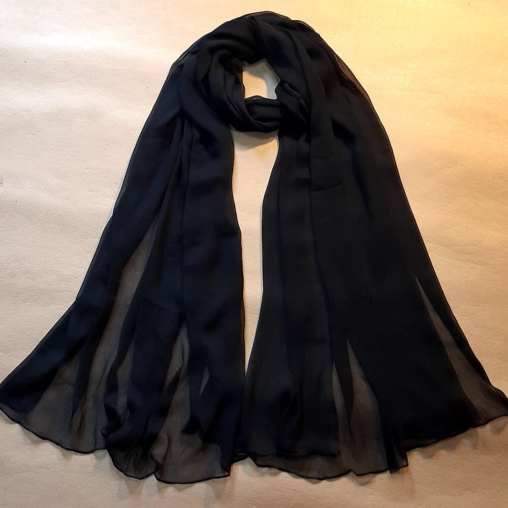 Plain Crinkle Chiffon Dupatta Black