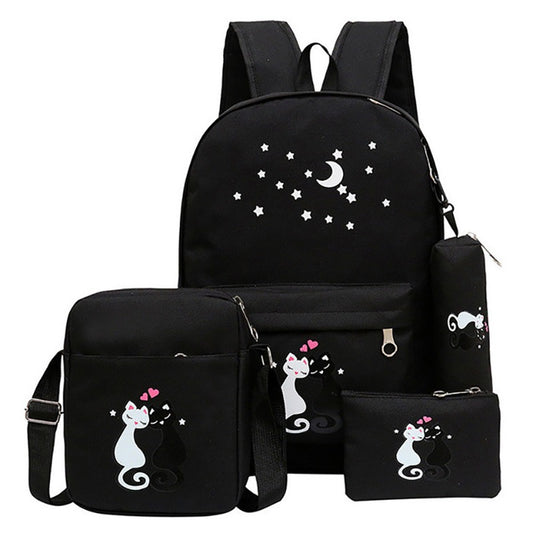 4-Piece School Bag Set/ backpack Children School Bags For Girls Boys Canvas School Bag Fashion Kids