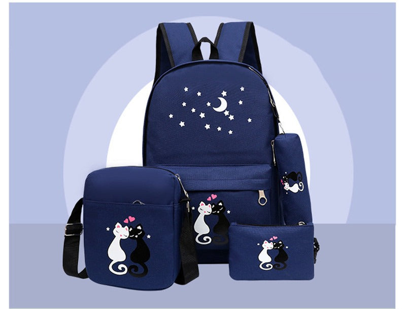 4-Piece School Bag Set/ backpack Children School Bags For Girls Boys Canvas School Bag Fashion Kids